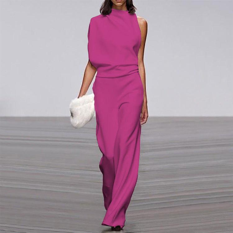 Women's Asymmetrical Jumpsuit – Elegant One-Shoulder Look for Festive Occasions