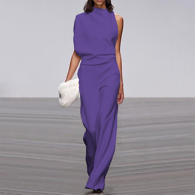 Women's Asymmetrical Jumpsuit – Elegant One-Shoulder Look for Festive Occasions