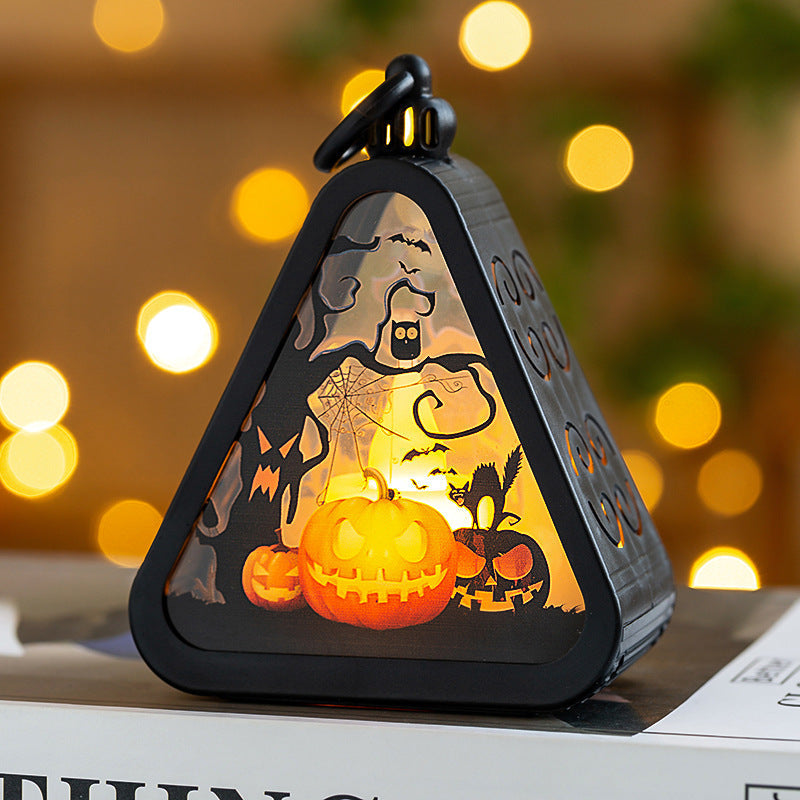 Halloween Decorative Lantern Triangular - Atmospheric Table Lamp for Halloween Party & Decoration