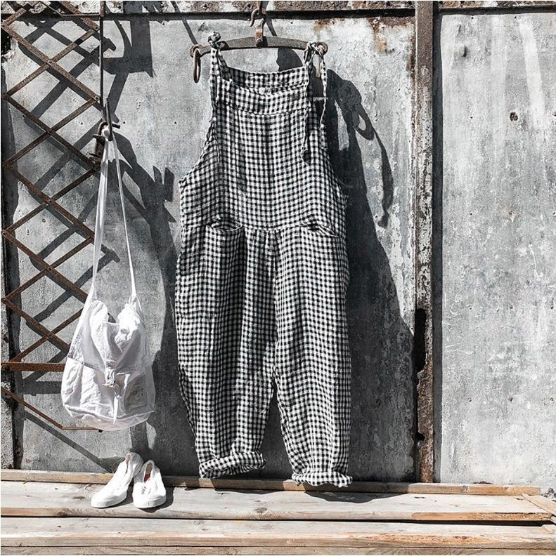 Women's Casual Striped Overalls – Comfortable Loose-Fitting Summer Jumpsuit