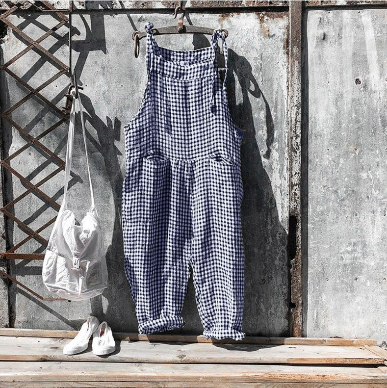 Women's Casual Striped Overalls – Comfortable Loose-Fitting Summer Jumpsuit