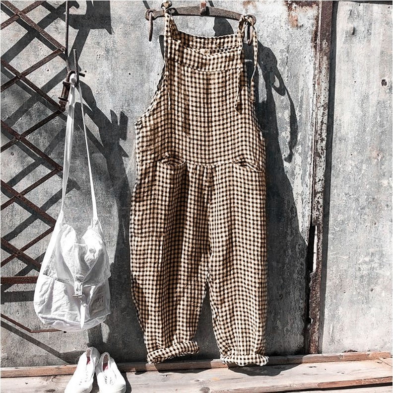 Women's Casual Striped Overalls – Comfortable Loose-Fitting Summer Jumpsuit