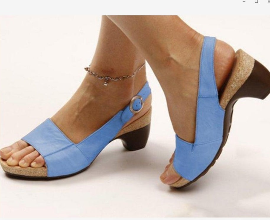 Women's Comfort Sandals with Heel and Open Toe