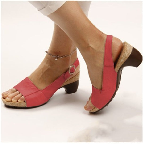 Women's Comfort Sandals with Heel and Open Toe