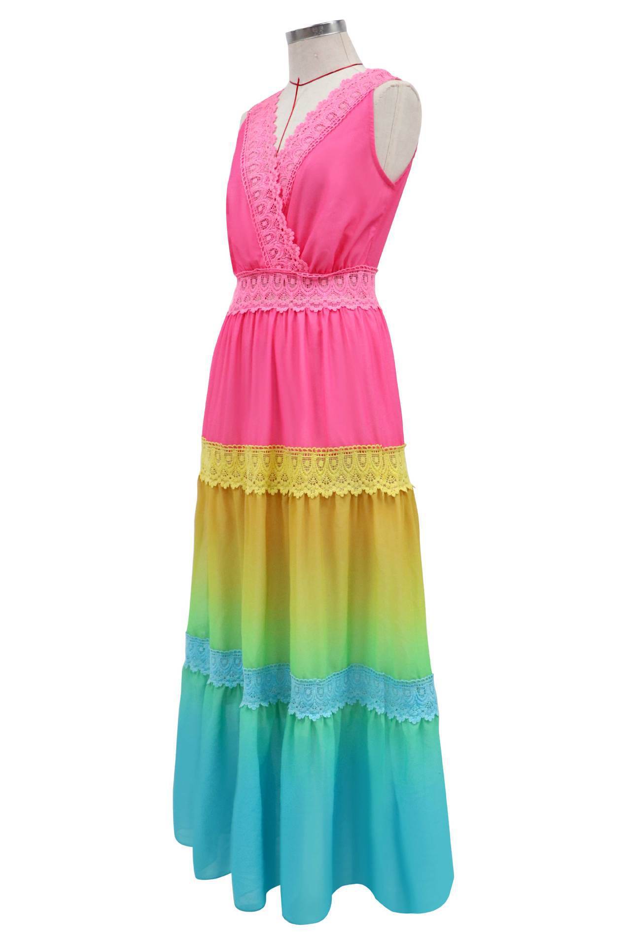 Abigail – Sleeveless Chiffon Dress with Deep V-Neck