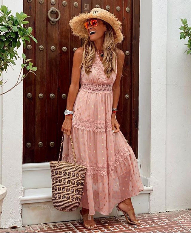 Abigail – Sleeveless Chiffon Dress with Deep V-Neck