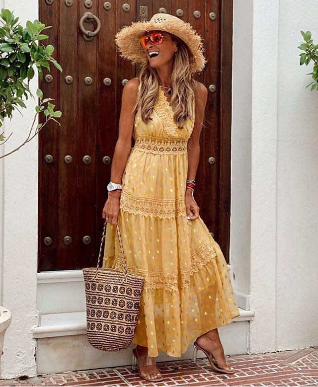 Abigail – Sleeveless Chiffon Dress with Deep V-Neck