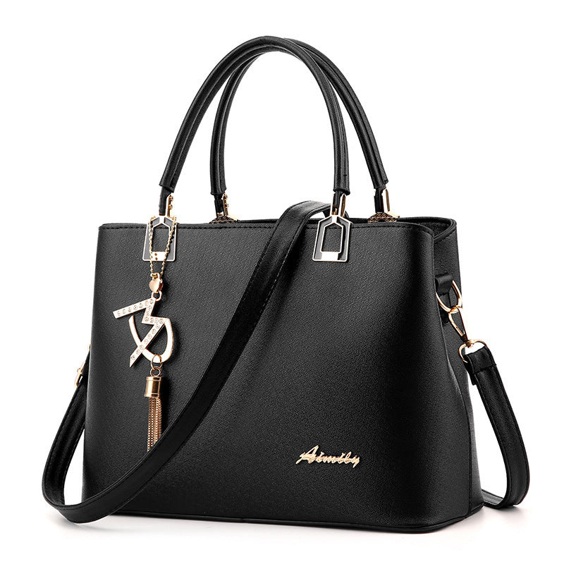 Ladies Elegant Handbag with Shoulder Strap and Luxury Pendant