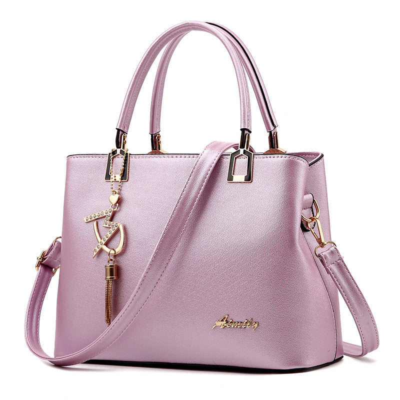 Ladies Elegant Handbag with Shoulder Strap and Luxury Pendant
