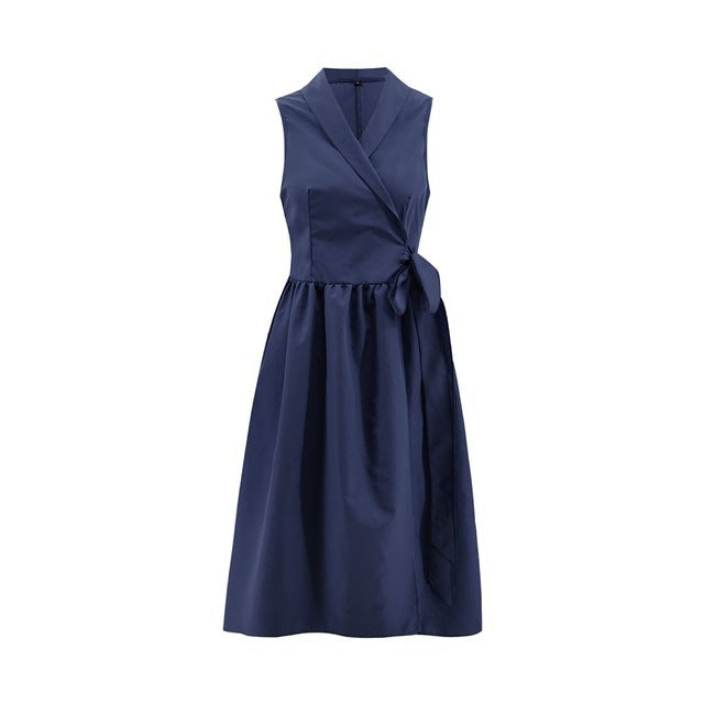 Jean – Stylish Sleeveless Midi Dress with Belt for Women
