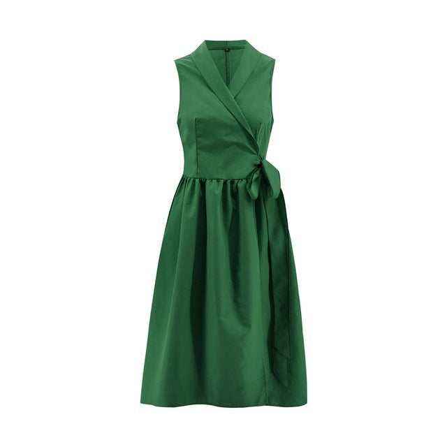 Jean – Stylish Sleeveless Midi Dress with Belt for Women