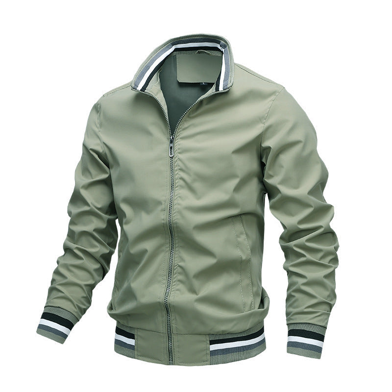 Men's Sporty Bomber Jacket with Ribbed Cuffs