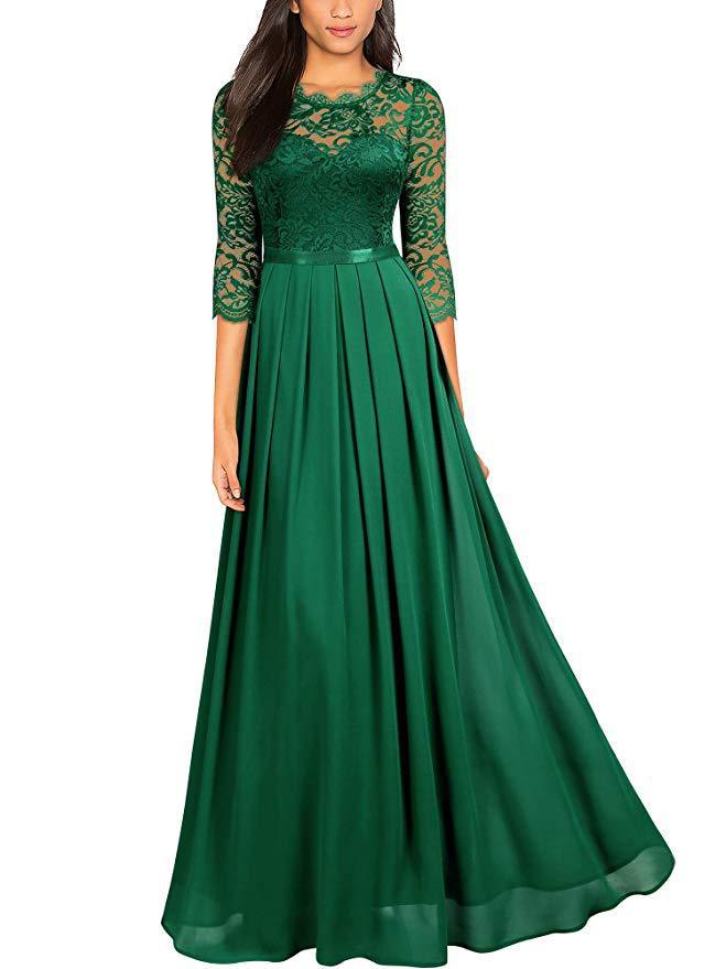 Sandra – Elegant Chiffon Dress with Lace