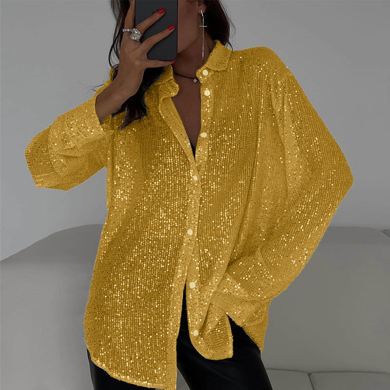 Mary – Long Sleeve Sequin Blouse for Parties