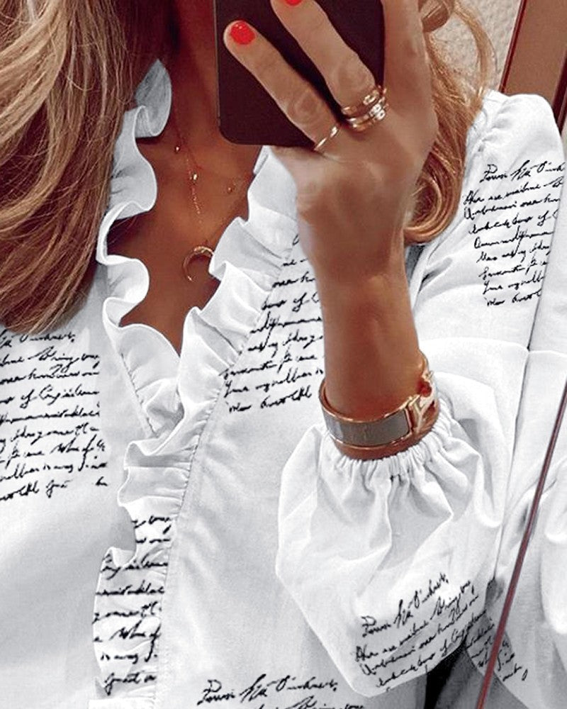 Phoebe – Long Sleeve Blouse with Ruffles