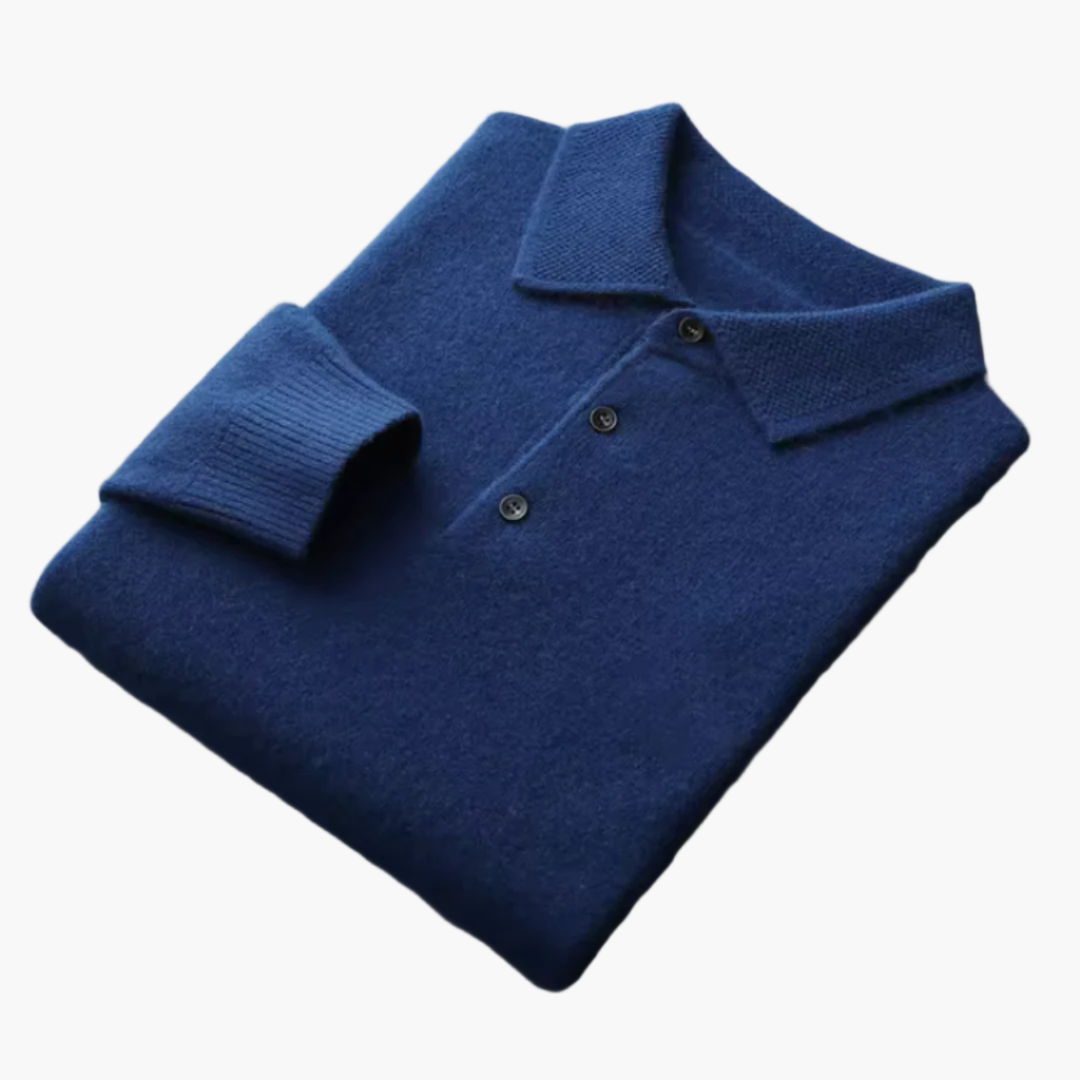Men's Luxury Wool Polo Sweater – Stylish Classic Long Sleeves for Every Occasion