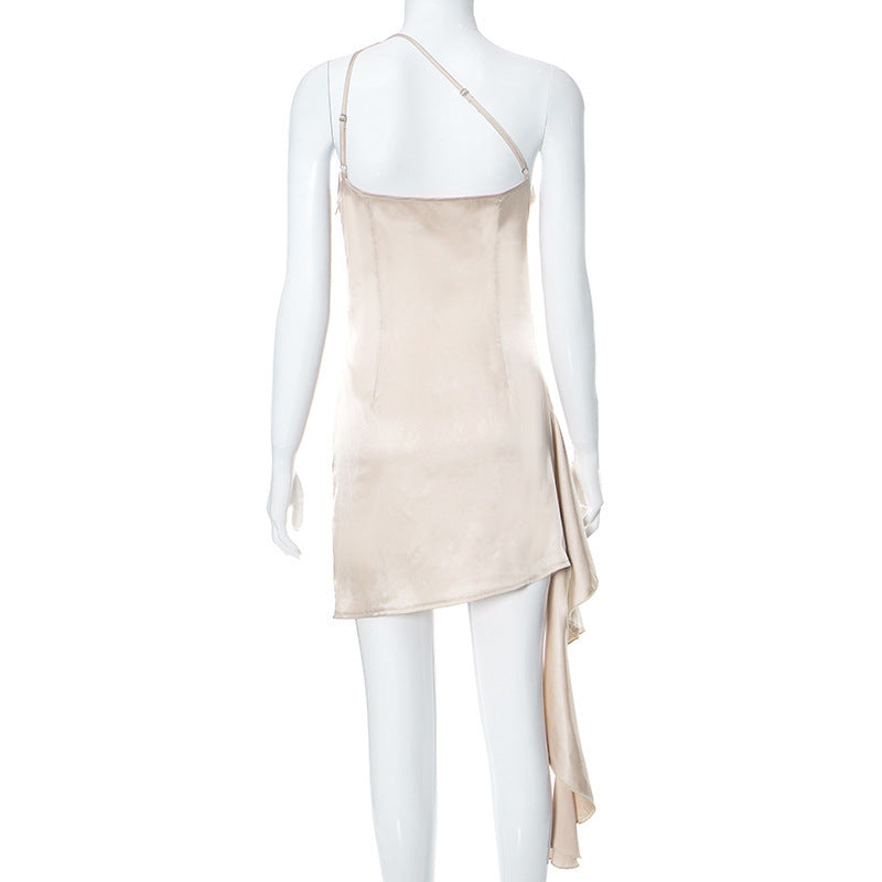 Amelia – One-shoulder Sleeveless Mini Dress Sexy Slim Backless Skirt