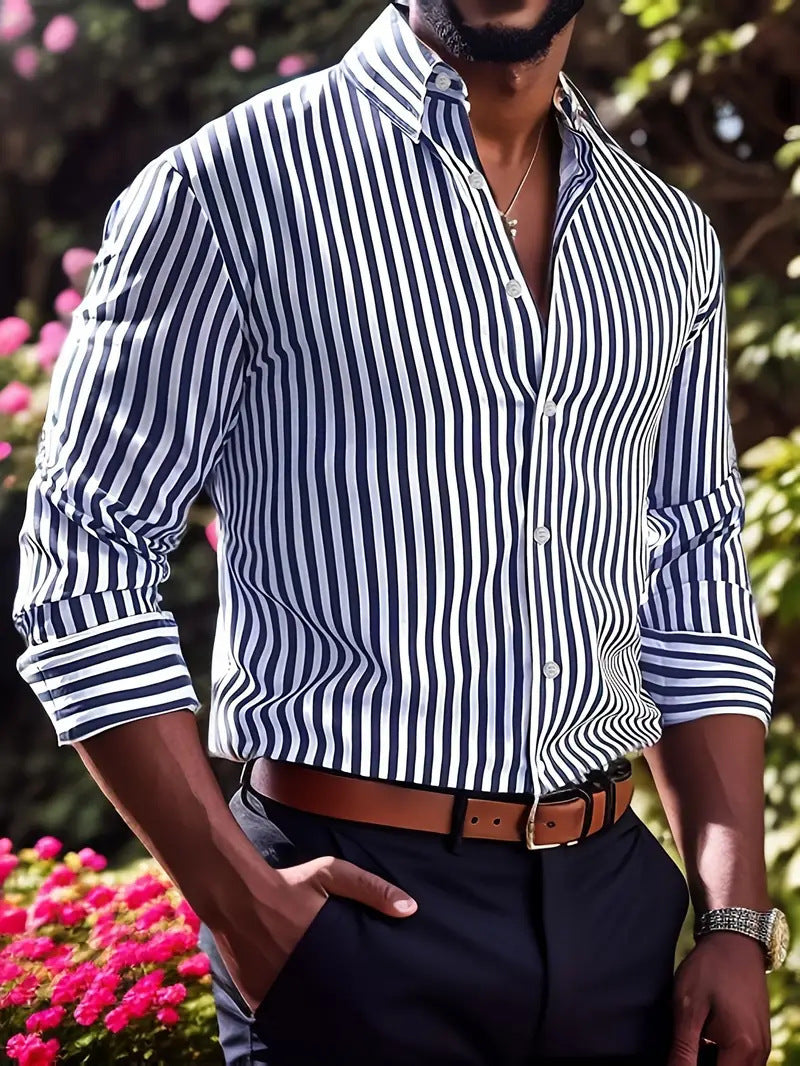 Men's Stylish Striped Shirt Slim Fit – Business & Casual