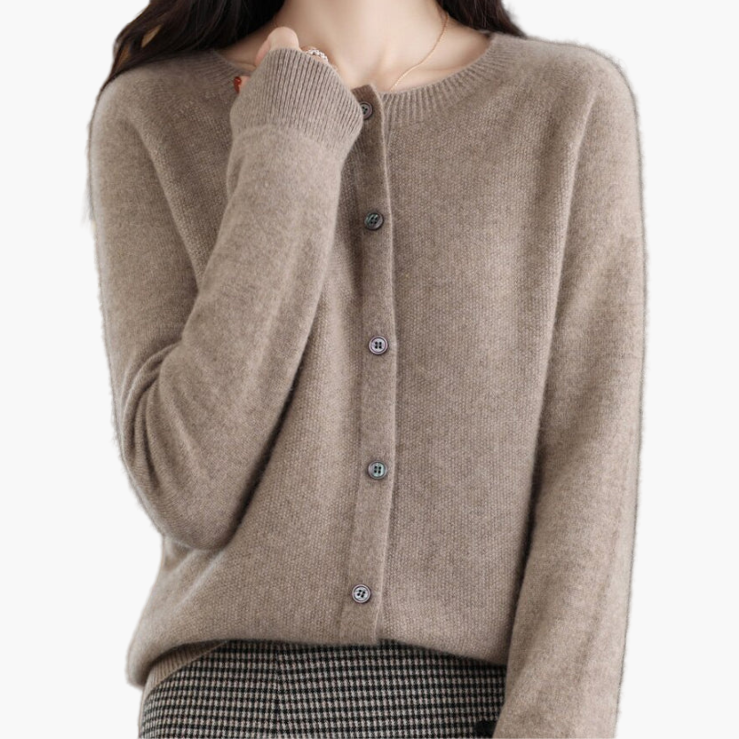 Women's Classic Knitted Cardigan with Round Neck – Stylish and Comfortable for Every Occasion