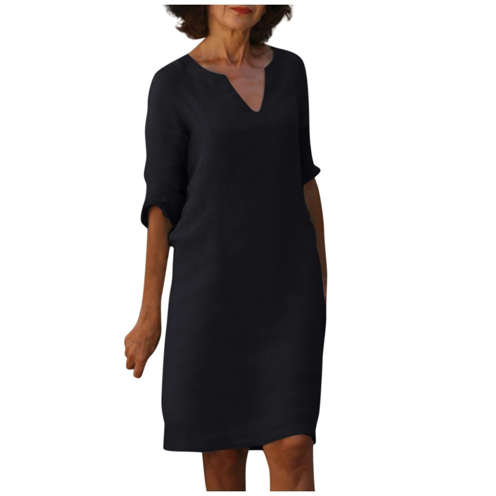 Women's casual dress with V-neck and 3/4 sleeves – Comfortable and stylish for daily use
