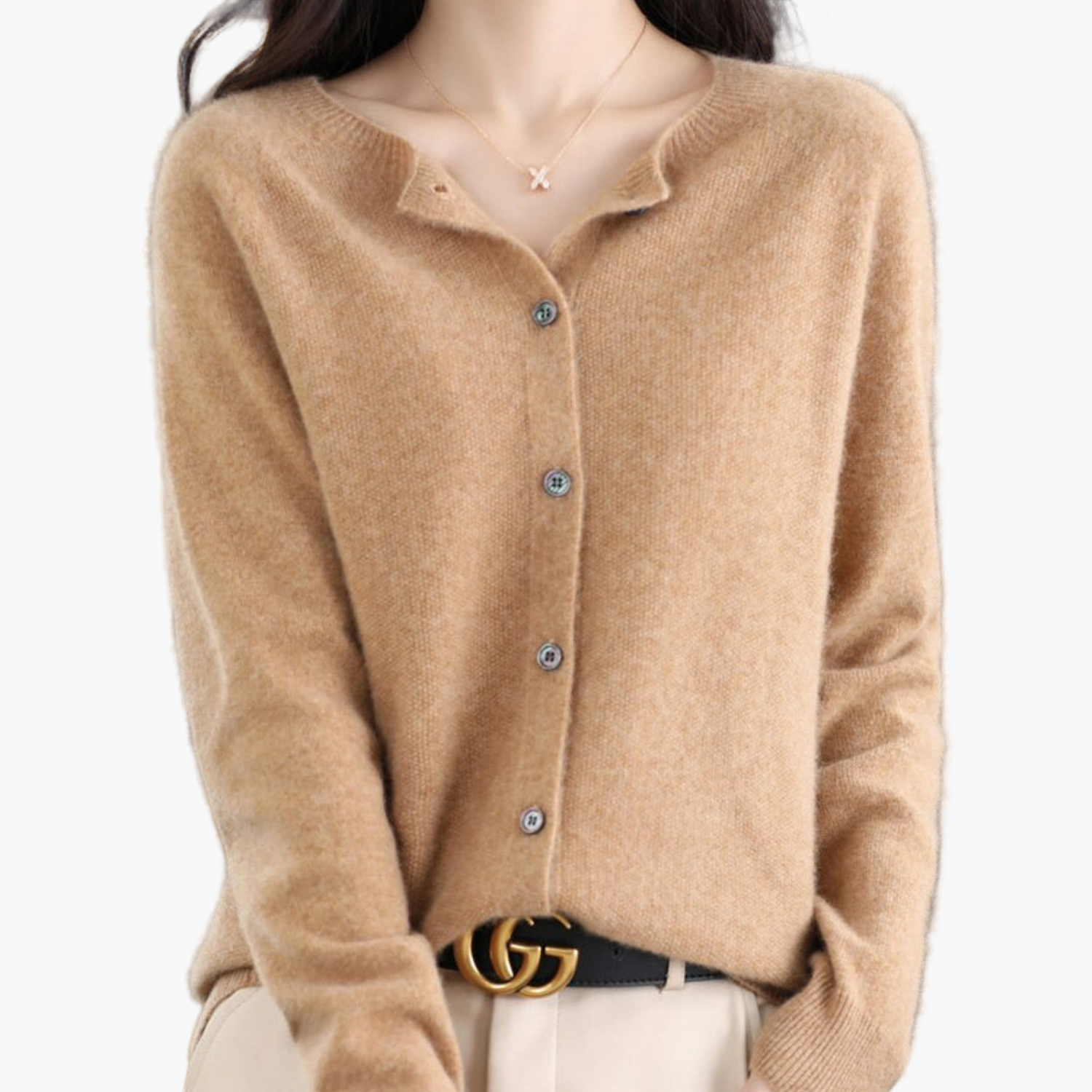 Women's Classic Knitted Cardigan with Round Neck – Stylish and Comfortable for Every Occasion