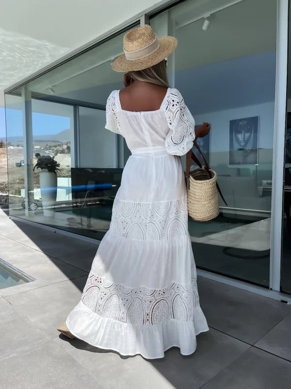 Victoria – Airy Women's Linen-look Summer Dress with Loose Fit and Tie at the Waist