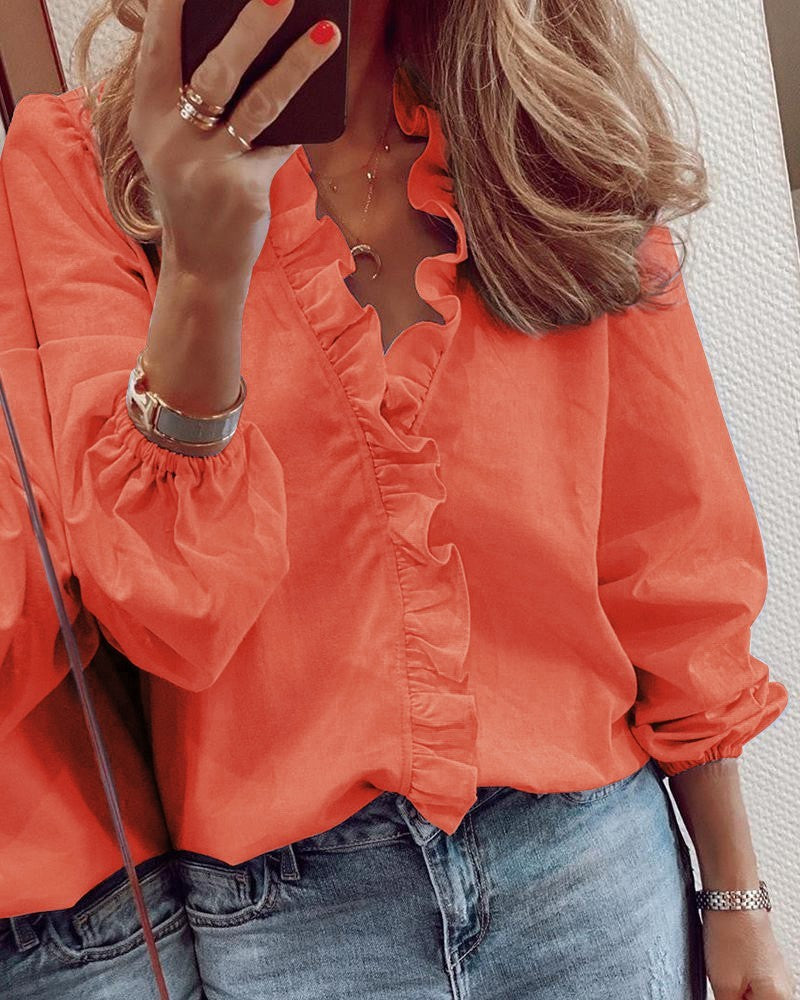 Phoebe – Long Sleeve Blouse with Ruffles