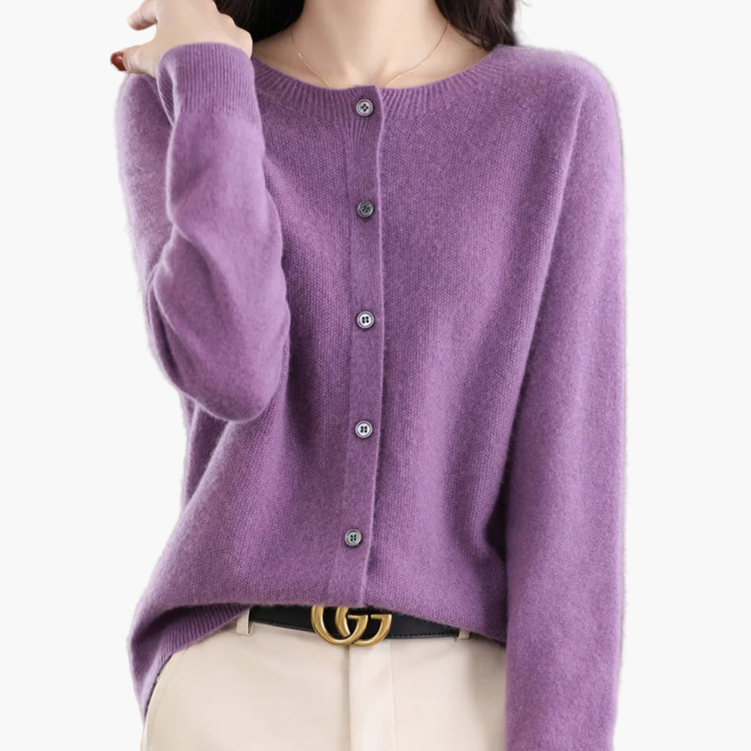 Women's Classic Knitted Cardigan with Round Neck – Stylish and Comfortable for Every Occasion