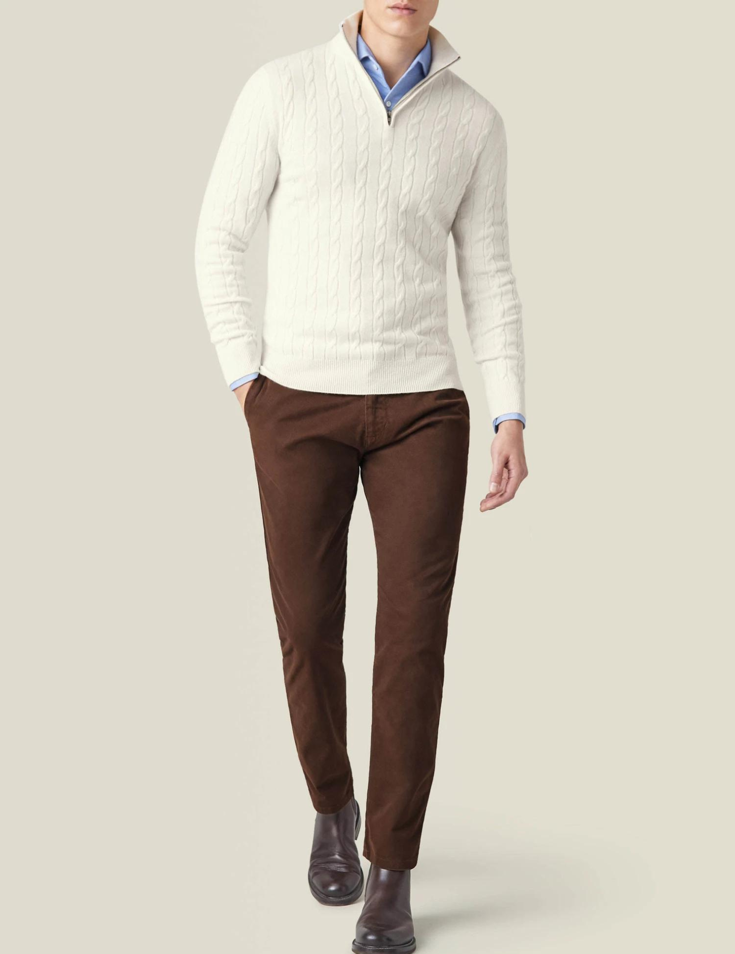 Men's Cable Knit Sweater with Zipper – Classic Style and Modern Comfort