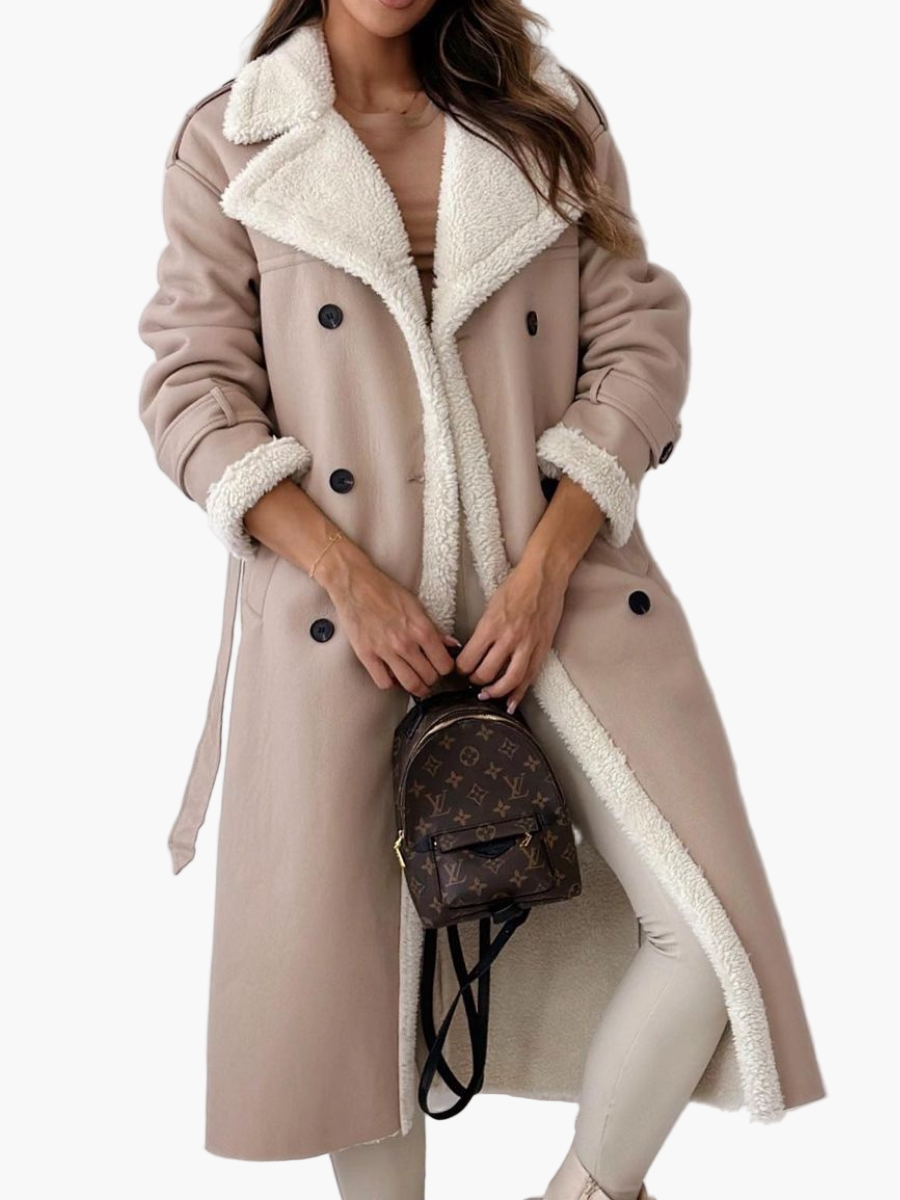 Women's Long Stylish Winter Coat with Warm Collar – Elegant Trend Coat for Autumn and Winter