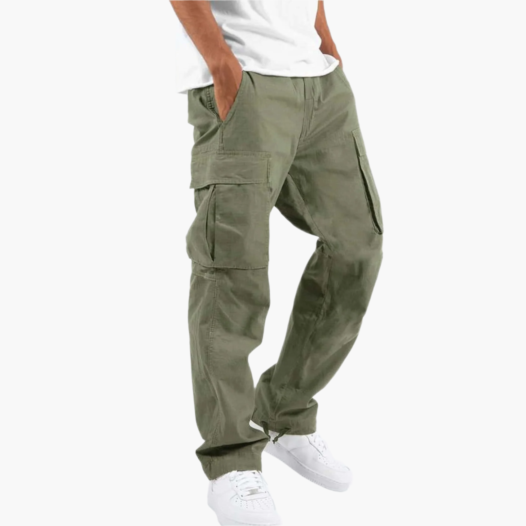Men's Cargo Pants with Functional Pocket Details and Casual Fit