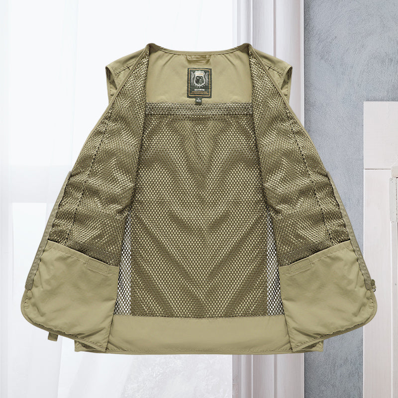 Heren outdoor bodywarmer met meerdere zakken – Praktisch voor vissen, wandelen en reizen