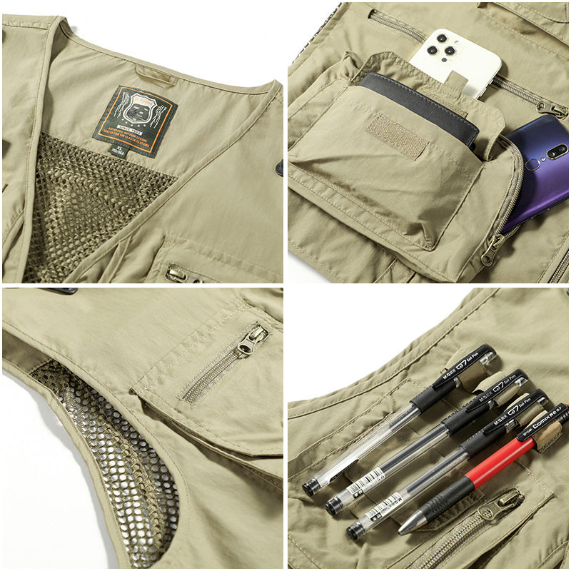 Heren outdoor bodywarmer met meerdere zakken – Praktisch voor vissen, wandelen en reizen