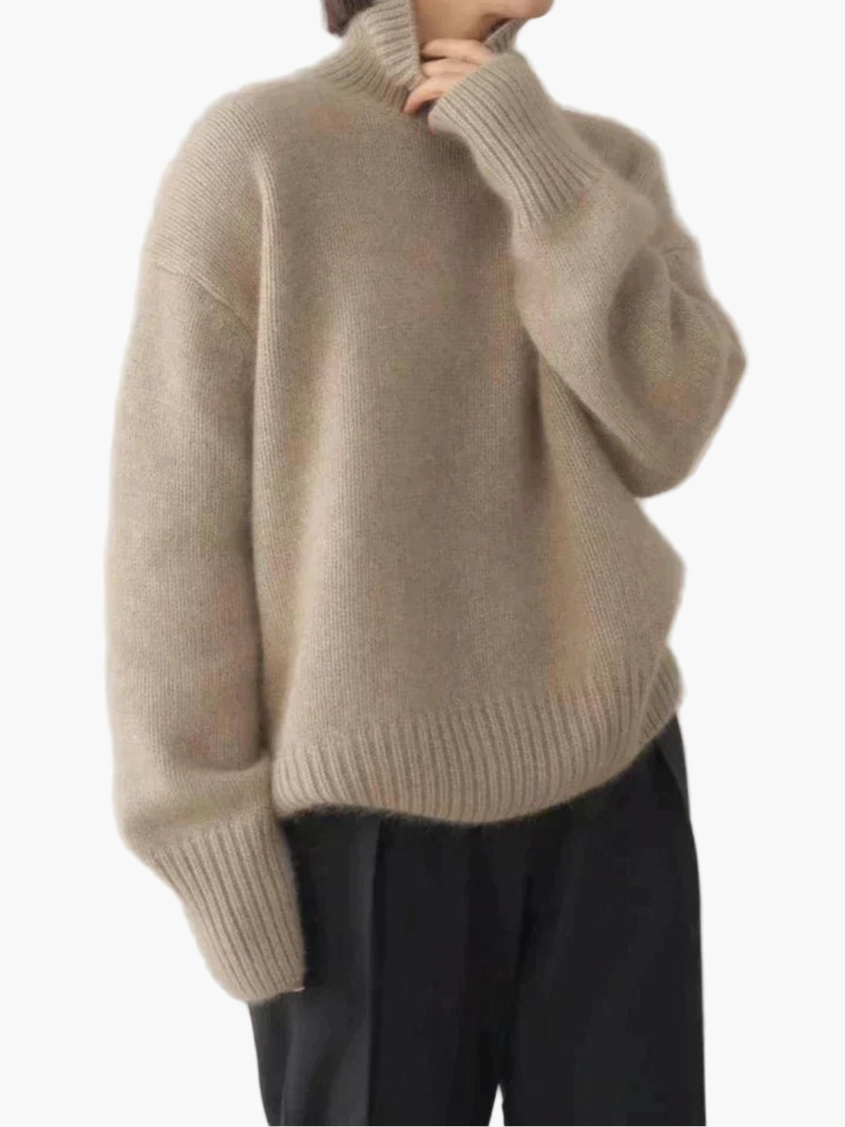 Women's Turtleneck Knitted Sweater – Fashionable Oversized Style for Autumn and Winter