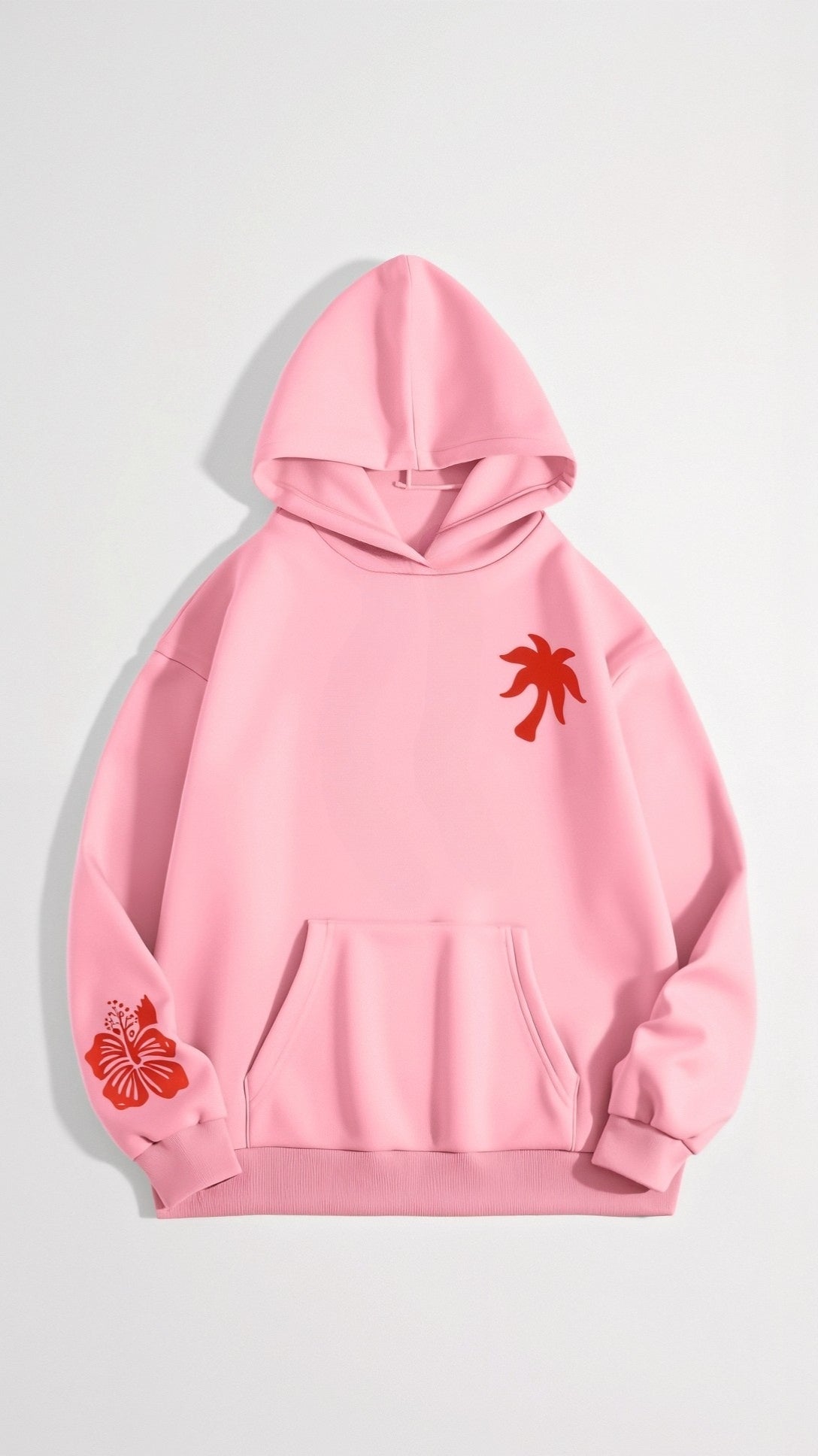 Women's Oversized Hoodie with Tropical Embroidery – Casual and Comfortable Streetwear
