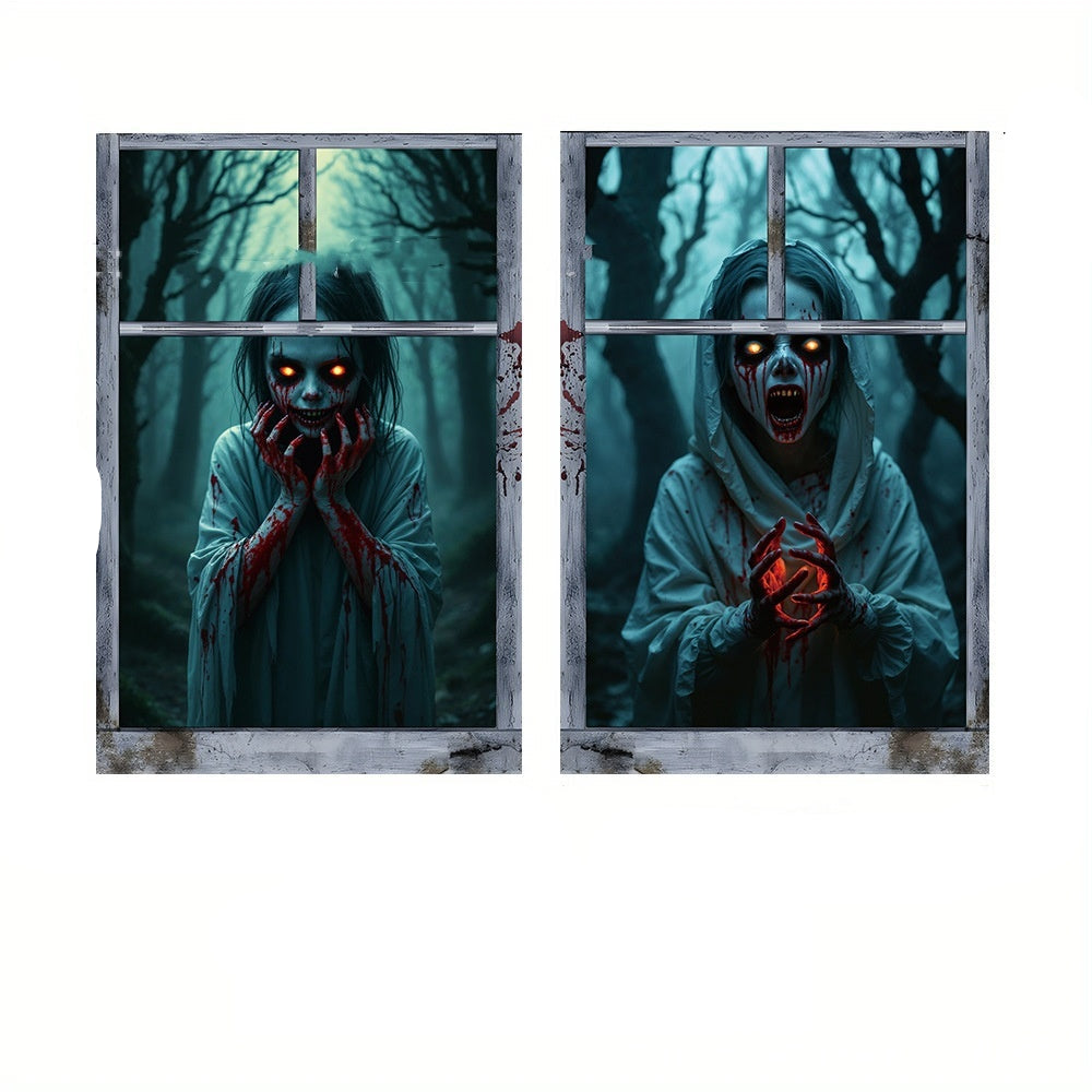 Halloween Window Decoration Spooky Nun – Creepy Decoration for Party & Trick-or-Treat