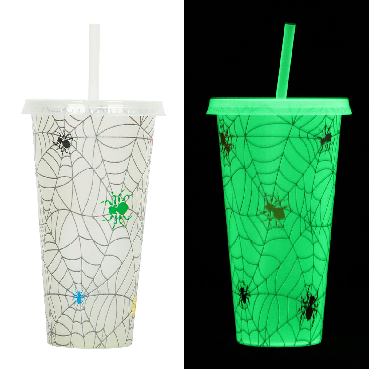 Halloween Glow in the Dark Drink Cups with Straw – Perfect for Party Decoration & Spooky Drinks