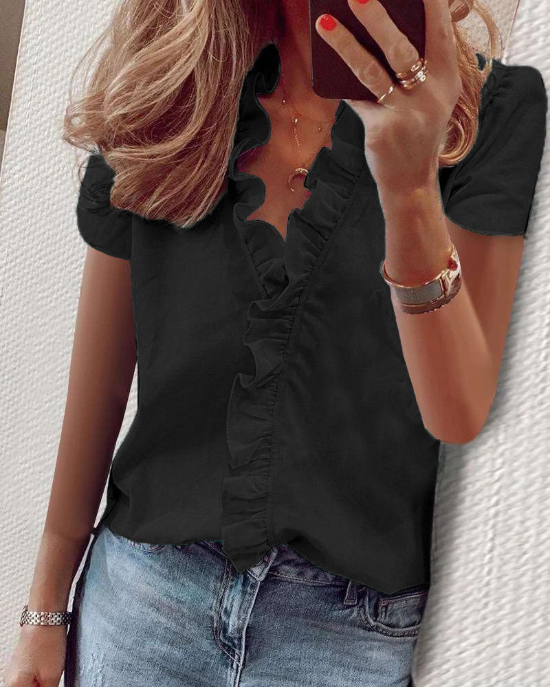 Phoebe – Long Sleeve Blouse with Ruffles
