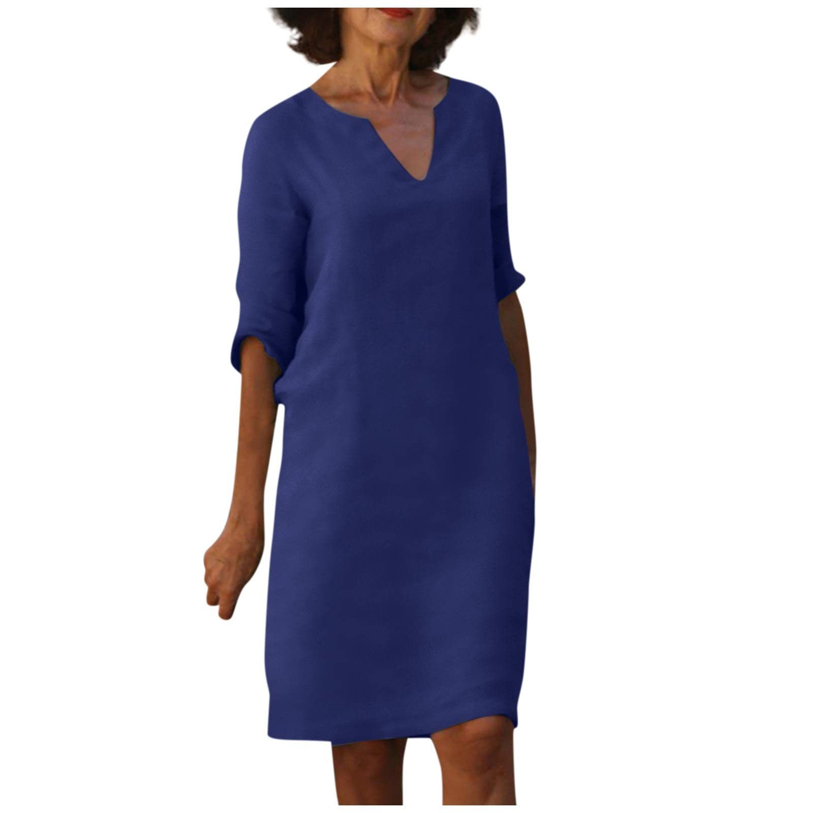 Women's casual dress with V-neck and 3/4 sleeves – Comfortable and stylish for daily use