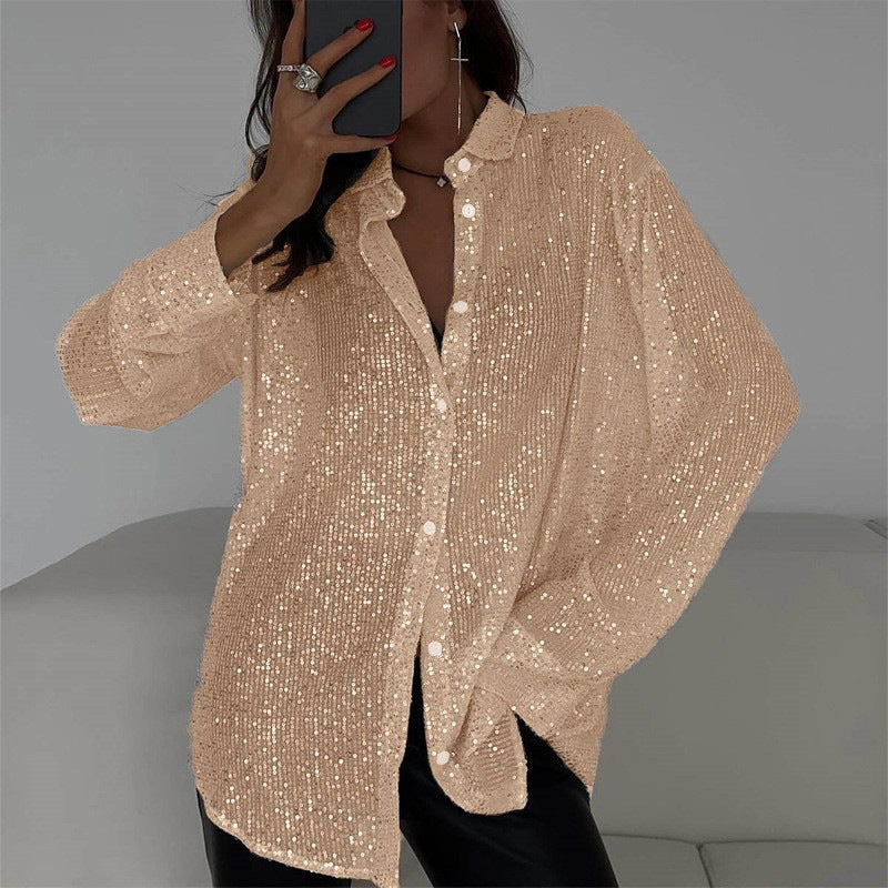 Mary – Long Sleeve Sequin Blouse for Parties
