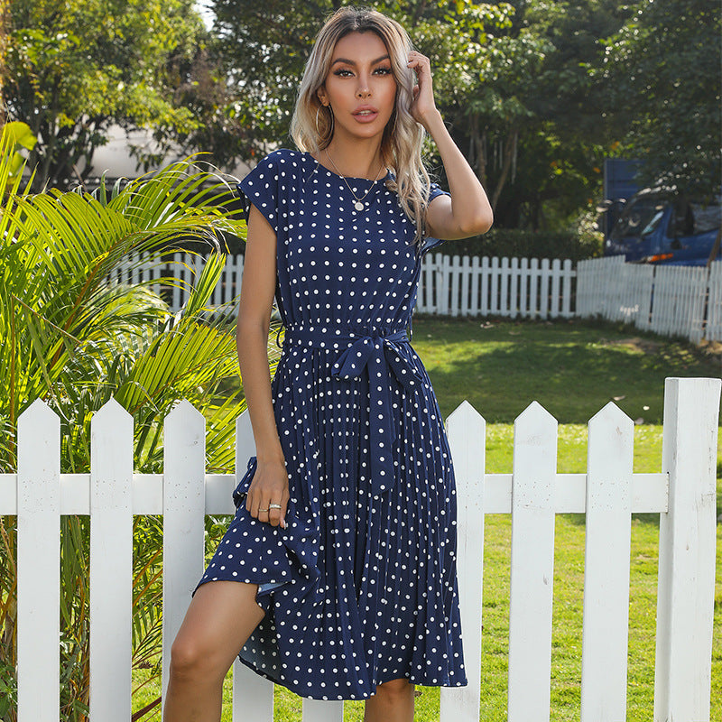 Lydia – Elegant Midi Dress with Polka Dot Print