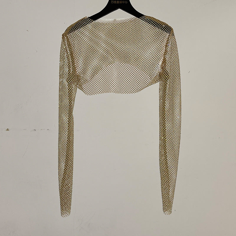 Ladies Sparkling Mesh Bolero – Stylish Crop Design for Party and Evening Look
