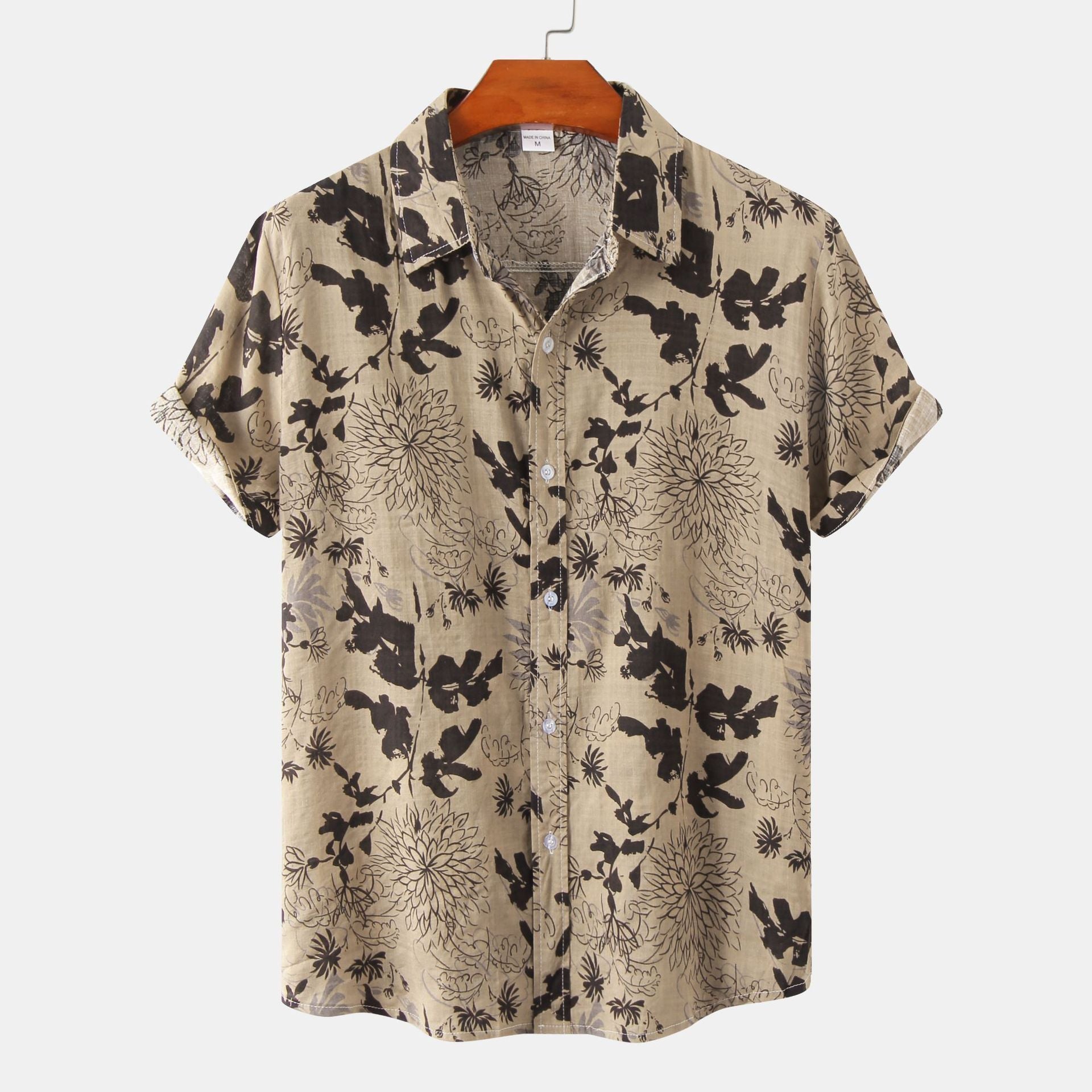 Men's Short Sleeve Shirt with Floral Print – Casual Style for Summer and Vacation