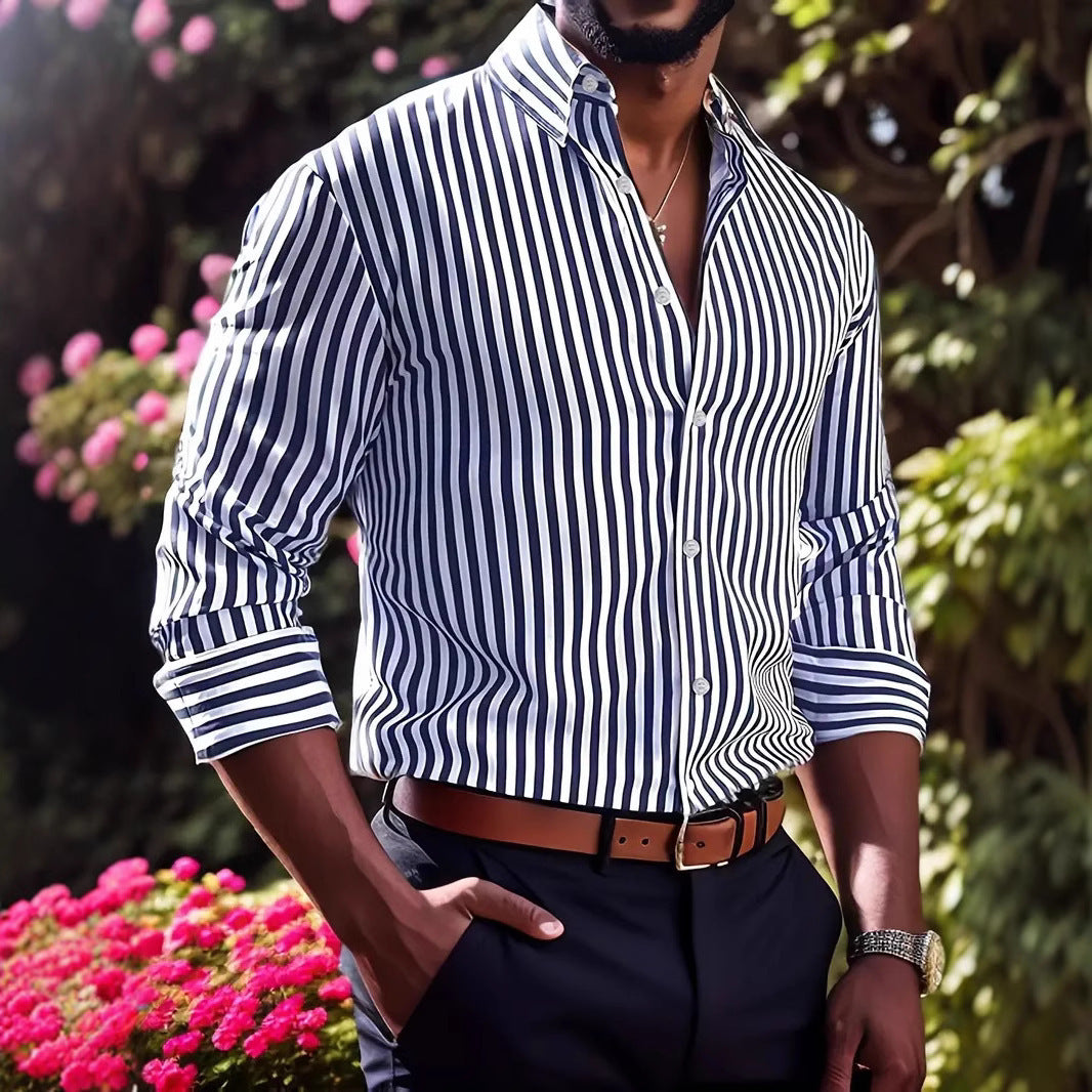 Men's Stylish Striped Shirt Slim Fit – Business & Casual