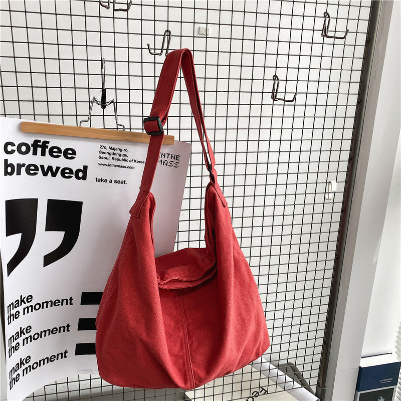Casual Ladies Oversized Canvas Shoulder Bag with Adjustable Strap