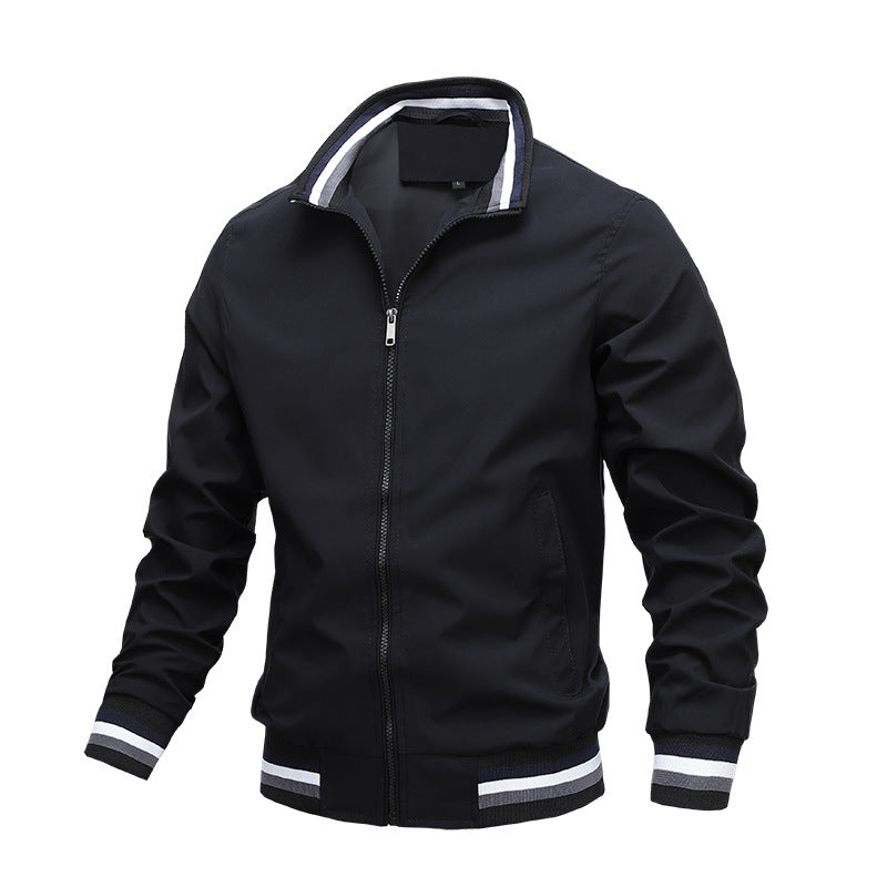 Men's Sporty Bomber Jacket with Ribbed Cuffs