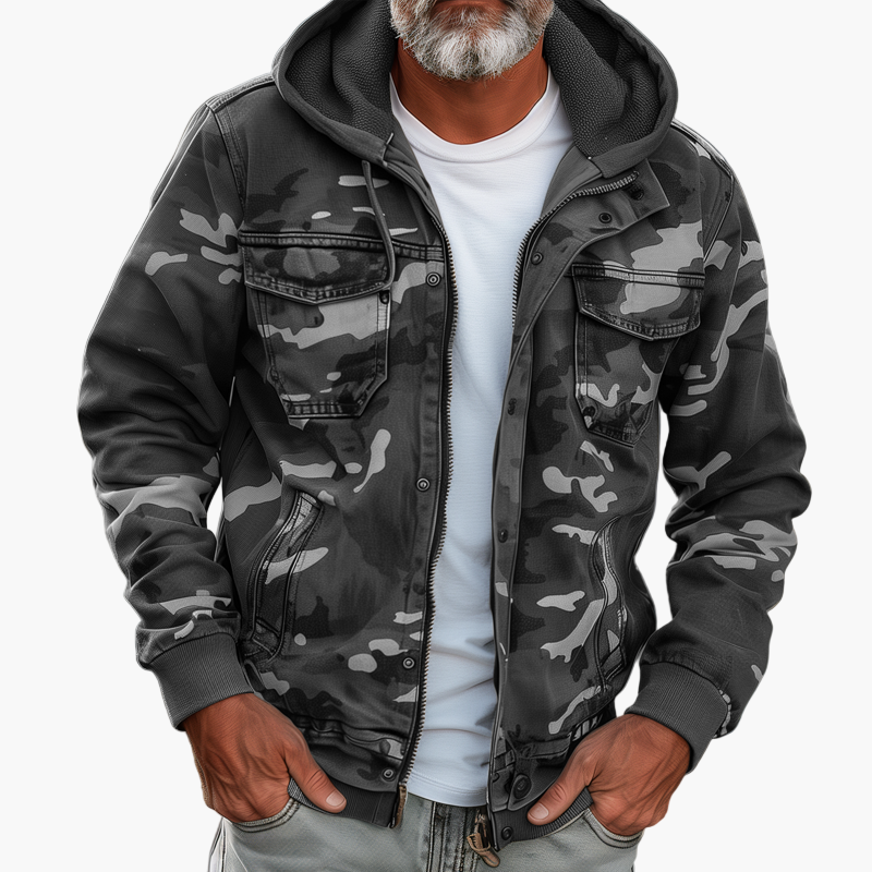 Heren Outdoor Stijlvolle Cargojack met Capuchon – Camouflage Design voor Avontuur en Streetwear