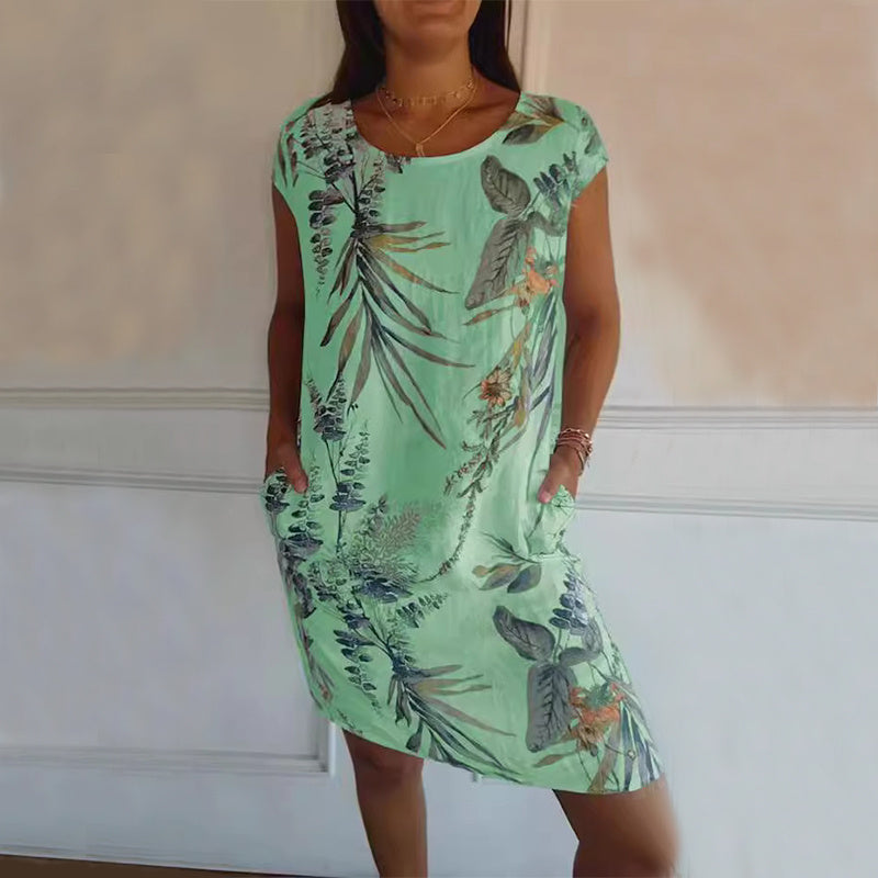 Fiona – Dress with Flower and Leaf Print for Women