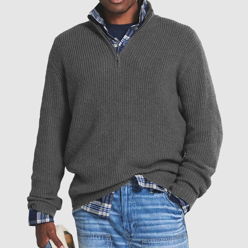 Men's Half-Zip Knitted Sweater – Business Casual Style for Comfort and Class