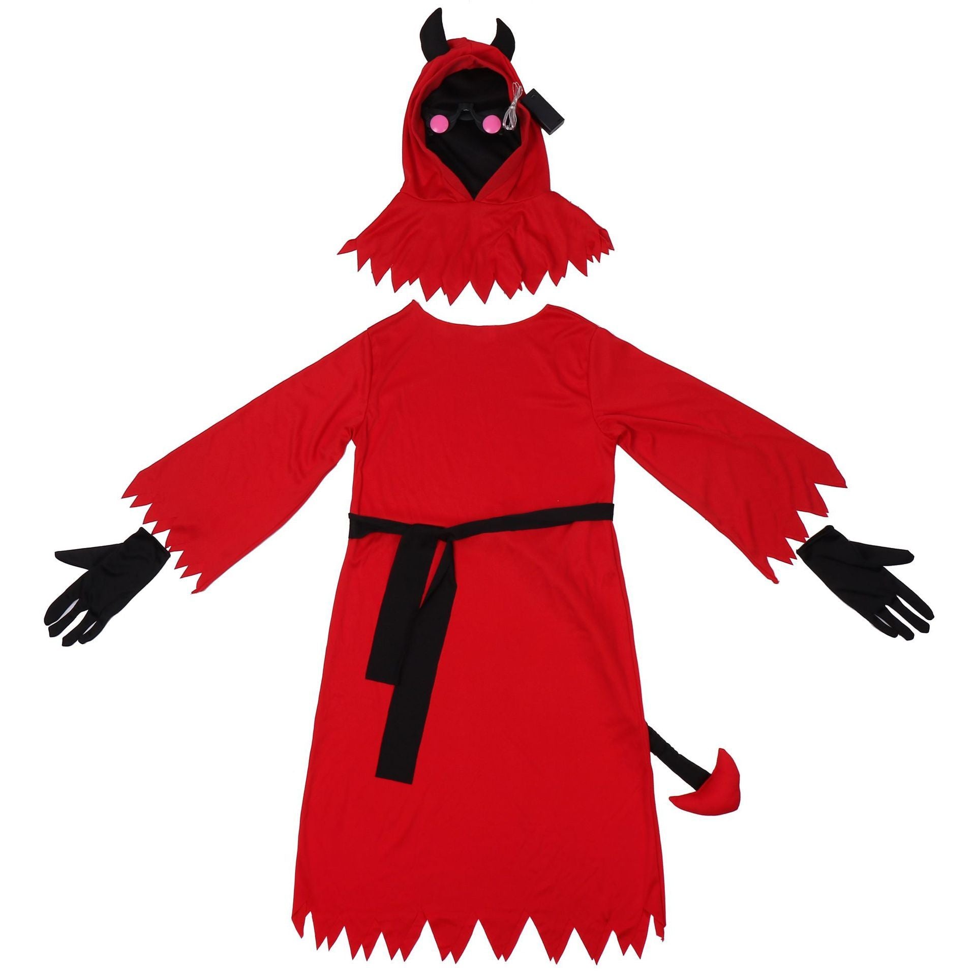 Halloween Children's Devil Costume with Glowing Eyes - Spooky Outfit for Parties & Trick-or-Treat